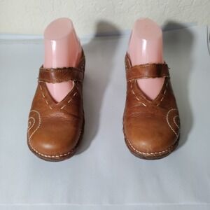 El Naturalista Womens Sz 38 Shoes Brown Leather Slip On Wedge Clogs US 7.5